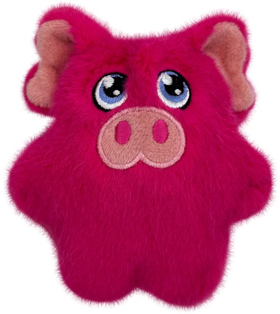 Roze KONG Snuzzles varkentje met grote blauwe ogen en oortjes. Zachte, pluizige stof.