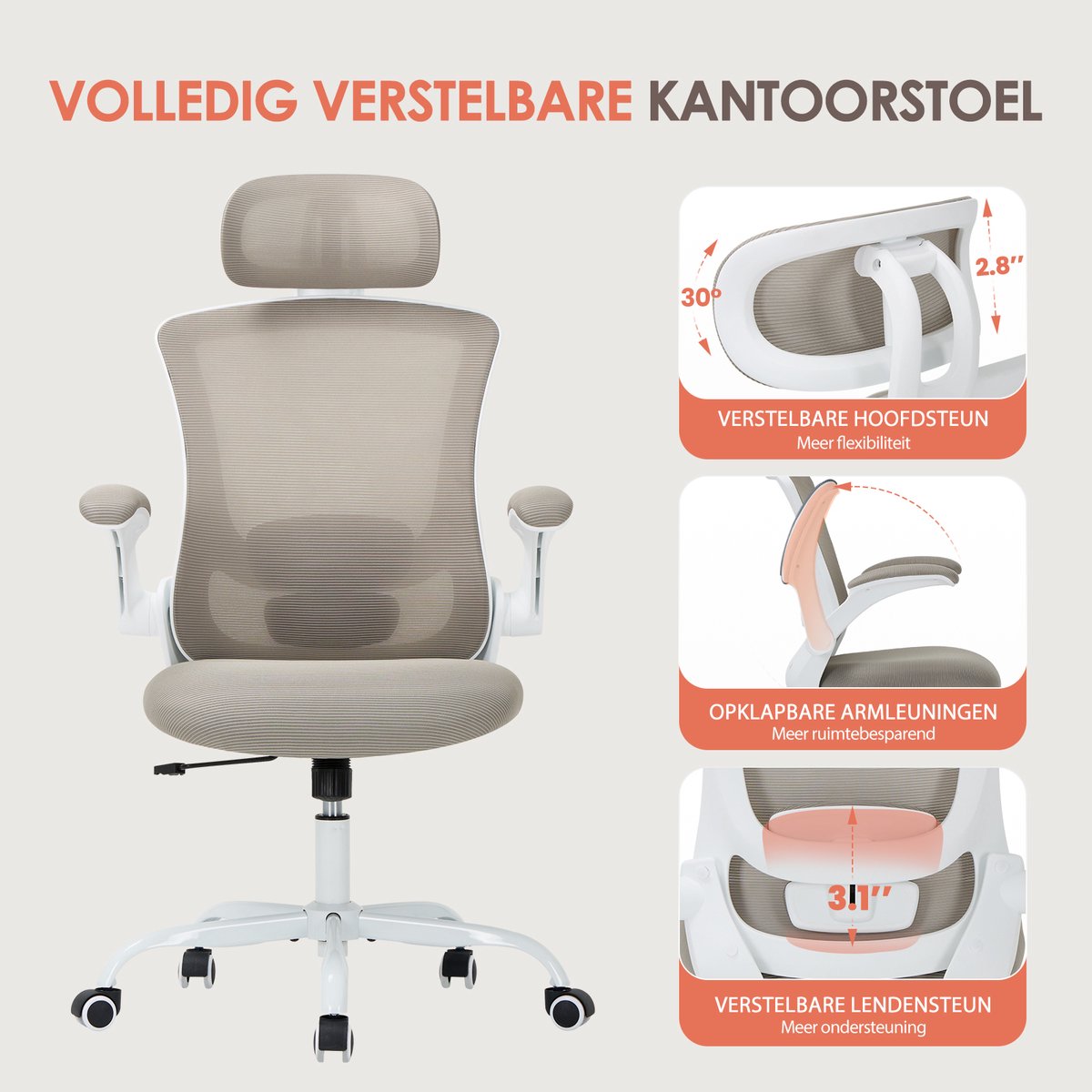 COLAMY Ergonomische Bureaustoel met Hoge Mesh Rugleuning - afbeelding 3