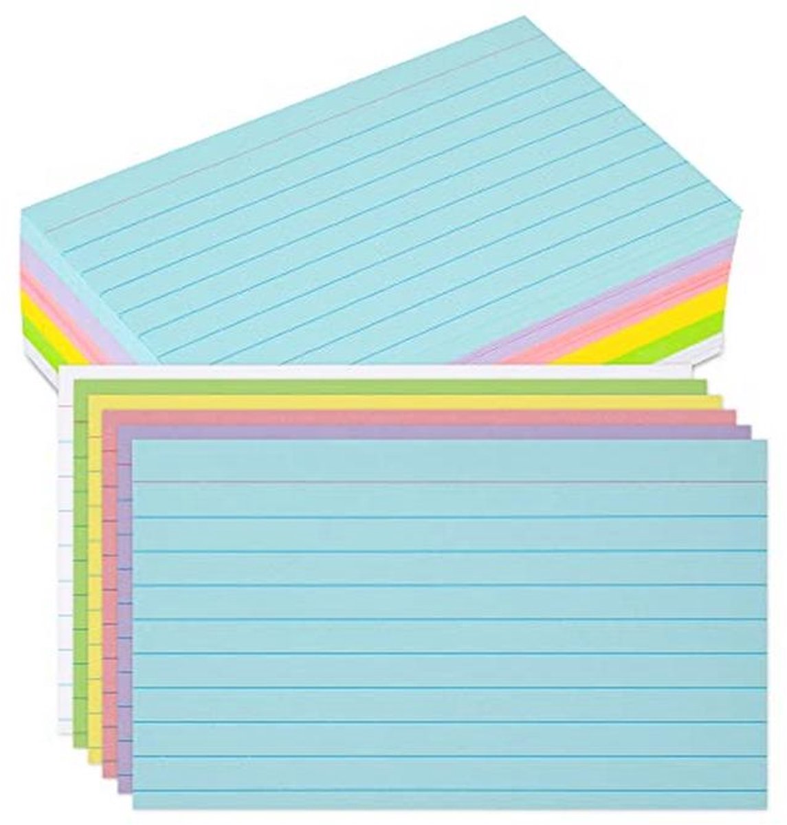 Gelinieerde Indexkaarten 3x5 voor Studeren - 210 Stuks Gekleurde Notitiekaarten