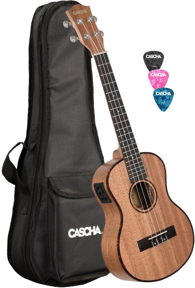 Cascha HH2048E Premium Mahogany E/A tenor ukelele set