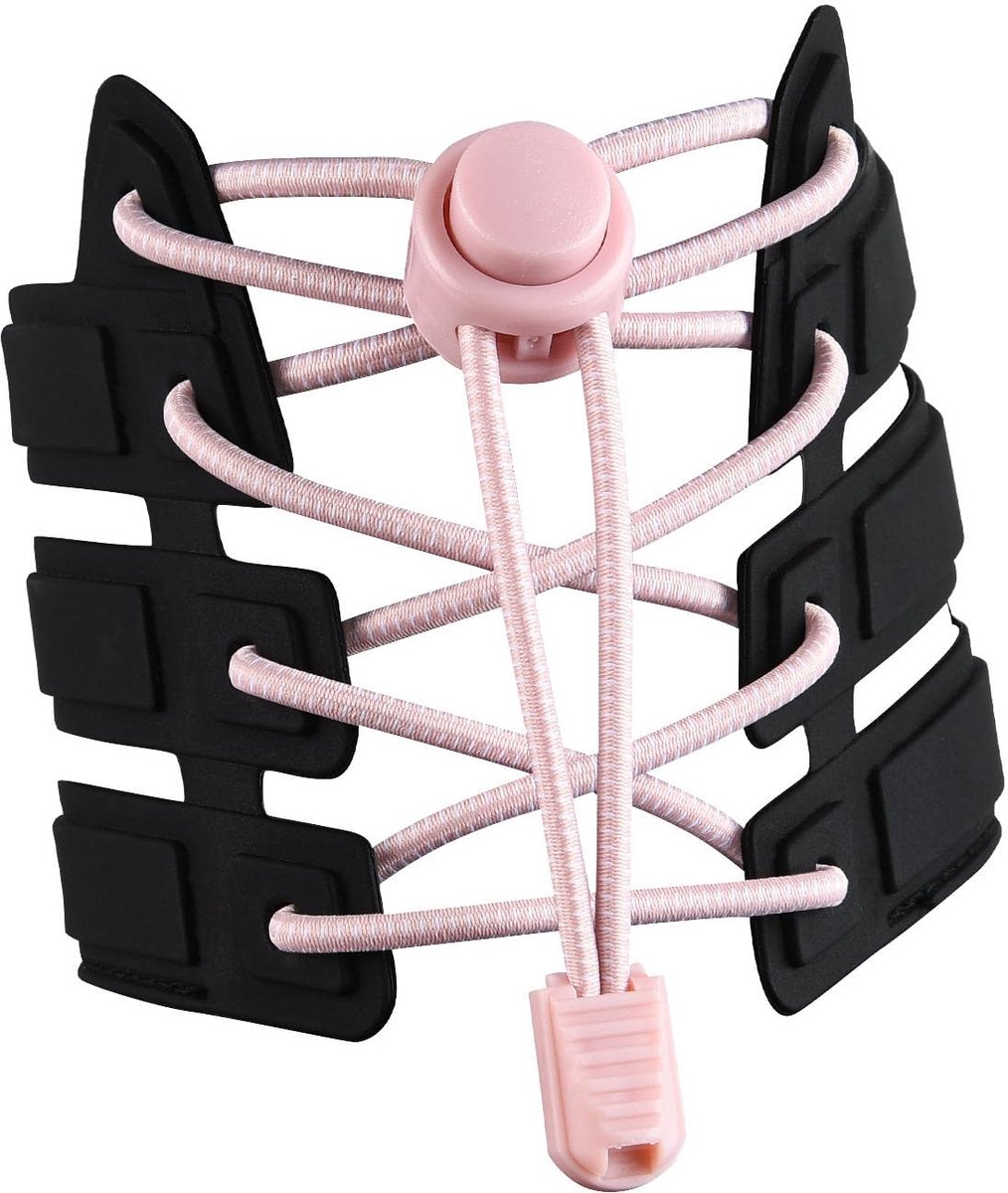 Sneaker Veters 120CM geschikt voor Sneakers - Elastische veters zonder strik - Geschikt voor studenten en volwassenen - Met sterke gesp en snelsluitfunctie (Lichtroze)