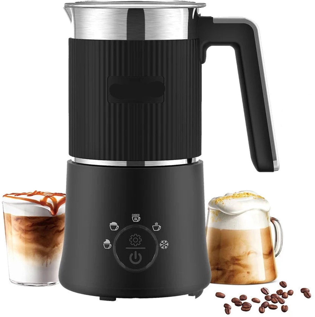 Elektrische Melkopschuimer en Stomer 5-in-1 - Stil en Automatisch - voor Warm en Koud Melkschuim - Perfect voor Latte Cappuccino en Macchiato