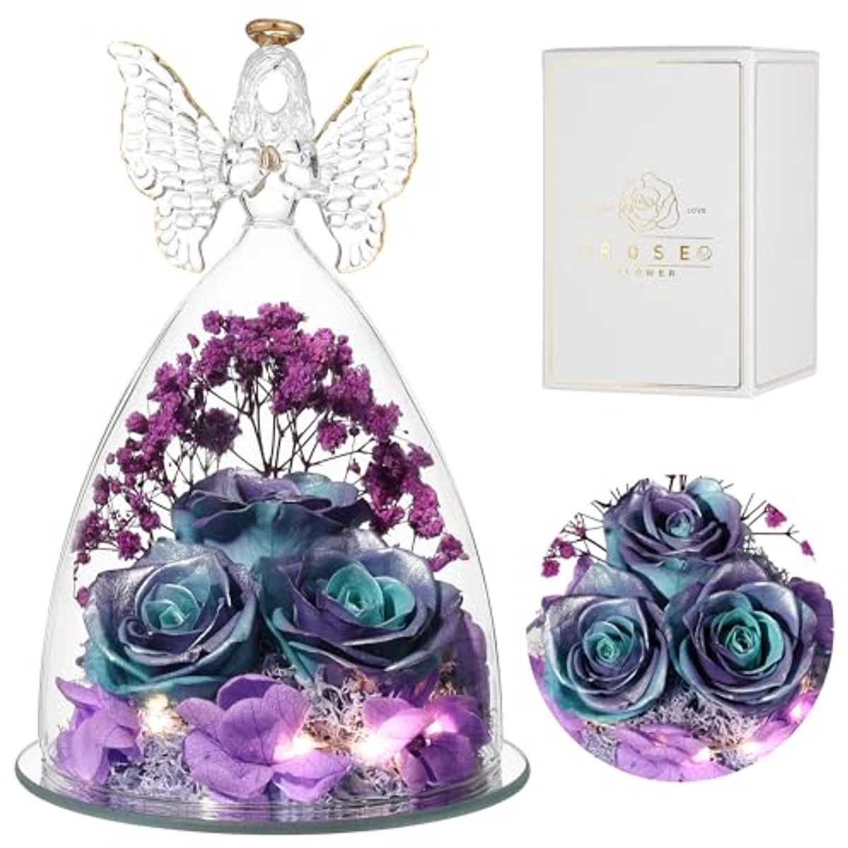 Grote Engel Rozen Geschenk voor Vrouwen - Behoudende Rozen in Engel Beelden voor Valentijnsdag en Moederdag