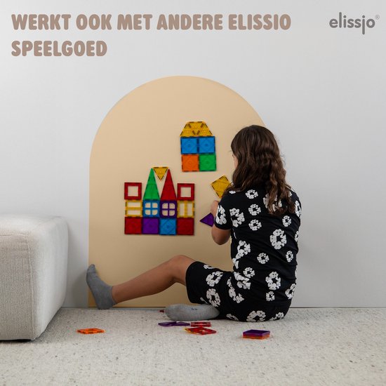 Elissio® Magneticoo Muursticker magnétique 100 x 80 cm - Sticker magnétique avec fonction tableau noir - Jaune vanille - Tableau magnétique pour chambre d'enfant - Forme d'arche