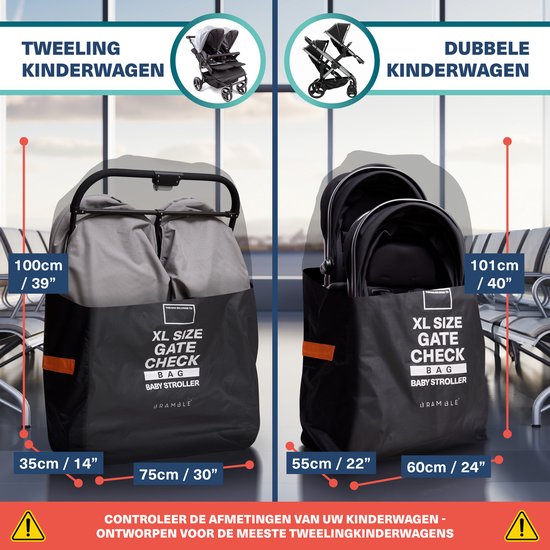 BRAMBLE - XL Kinderwagen Reistas - 120 x 60cm - Voor Vliegtuig van Merkloos — afbeelding 5
