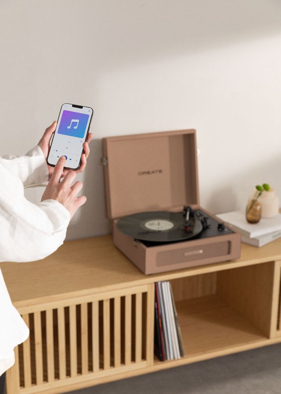 CREATE - Platenspeler Retro - Bluetooth, USB, SD, MicroSD en Mp3-recorder/speler - Mokka - RECORD PLAYER RETRO — afbeelding 4