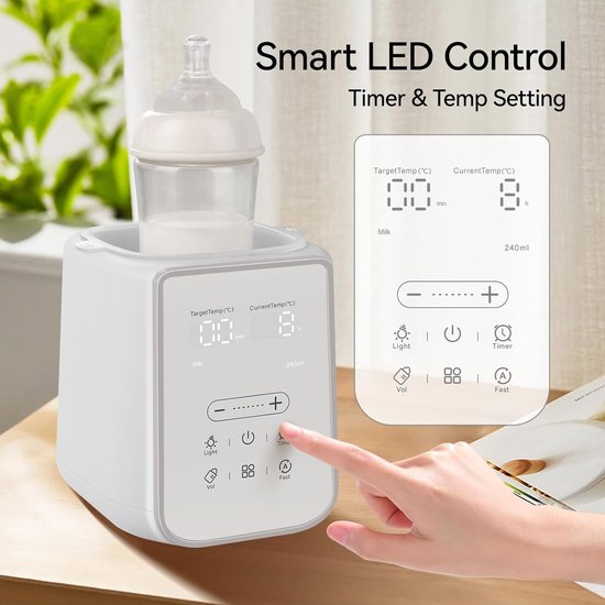 Flessenwarmer onderweg - Borstvoedingsfleswarmer met timer en nachtlampje - 11-in-1 flessenwarmer - houdt de melk 48 uur warm, BPA-vrij, snel verwarmend - instelbare temperatuur van Merkloos — afbeelding 3