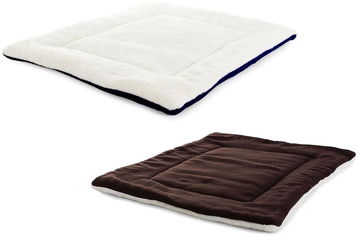 Bol.com Hondenkussen van 100% zachte polyester - Hondenbed - Huisdiermat - Makkelijk te reinigen - Maat M - 50 x 35 x 2 cm - Bruin aanbieding