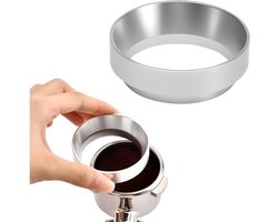 Koffiedoseerring - Koffie doseerring - Portafilter accessoire - Magnetische doseertrechter - Aluminium espresso trechter - Koffie doseerring voor vultrechters - Zetkommen - Nauwkeurige vulling van koffiepoeder - 58 mm - Zilver