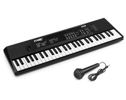 Keyboard Piano - MAX KD54 Keyboard met 54 toetsen - Kinder piano - Oplaadbare accu - Zwart