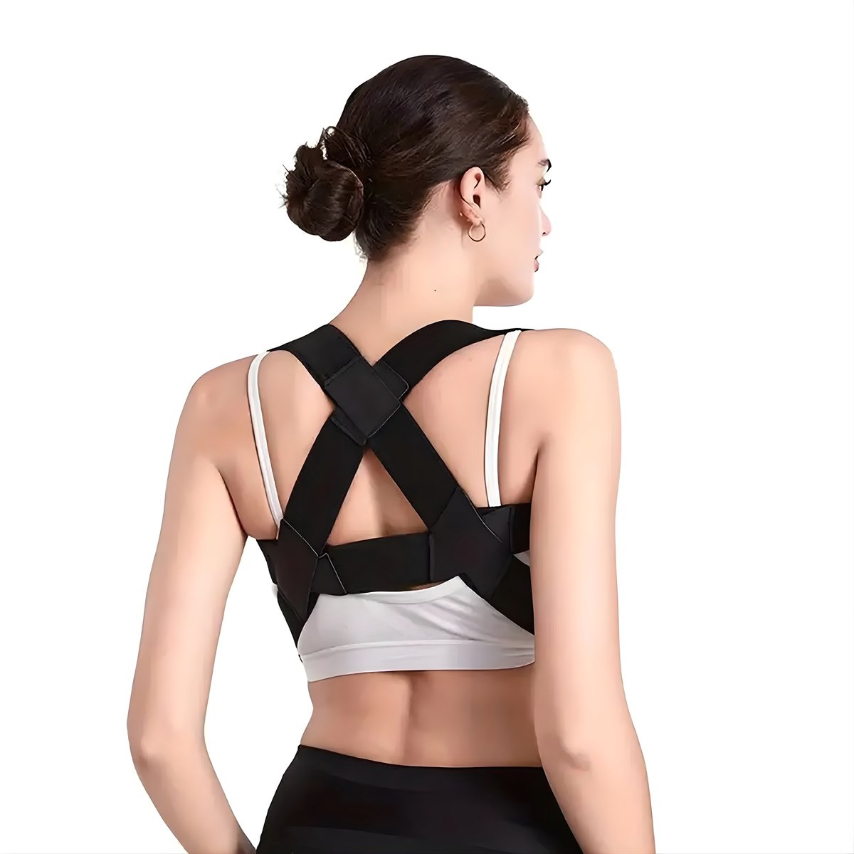 Rugbrace & Houding Corrector - Maat M - Zwart - Verstelbare Rugsteun voor Onderrug, Rug & Schouders - Comfortabele Rug band voor Dames - Ergonomisch Ontwerp - Ondersteunt een Prettige Zit en Sta houding - Ideaal voor Werk en Sport