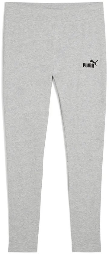Lichtgrijze legging met elastische tailleband en klein zwart Puma-logo op de linkerheup.
