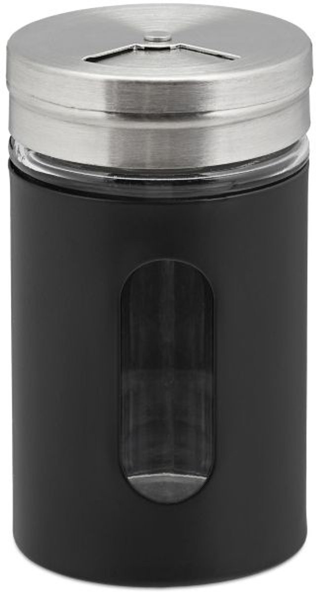 Doodadeals® Kruidenpotjes – Set van 6 Strooibussen – 90 ml – Zwart – Voorraadpotjes met 3 Soorten Strooigaatjes