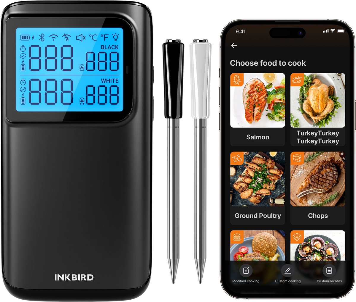 Inkbird Vleesthermometer Dual Mode Super WiFi en bluetooth & 5 Multi-Sensor Ultra 2026