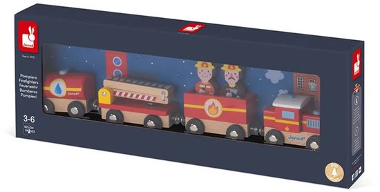Janod Story - Brandweer Trein - Magnetische Trein - 4 Magnetische Auto's En 2 Brandweermannen - Geschikt Vanaf 3 Jaar van Janod — afbeelding 2
