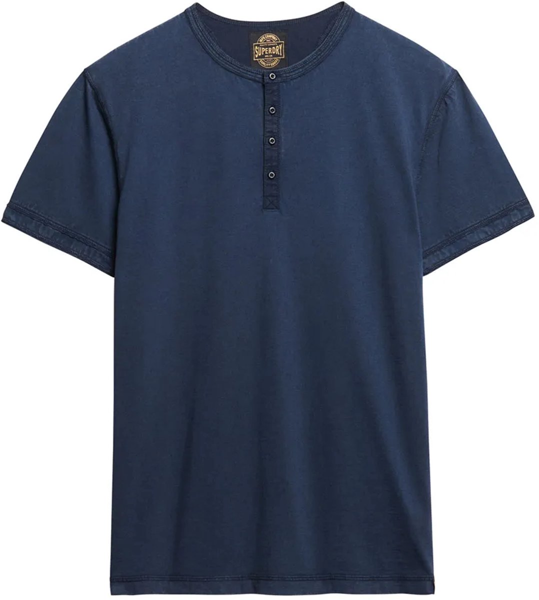 Superdry Slub kraagloze top van jersey met korte mouwen Heren Tops Marineblauw