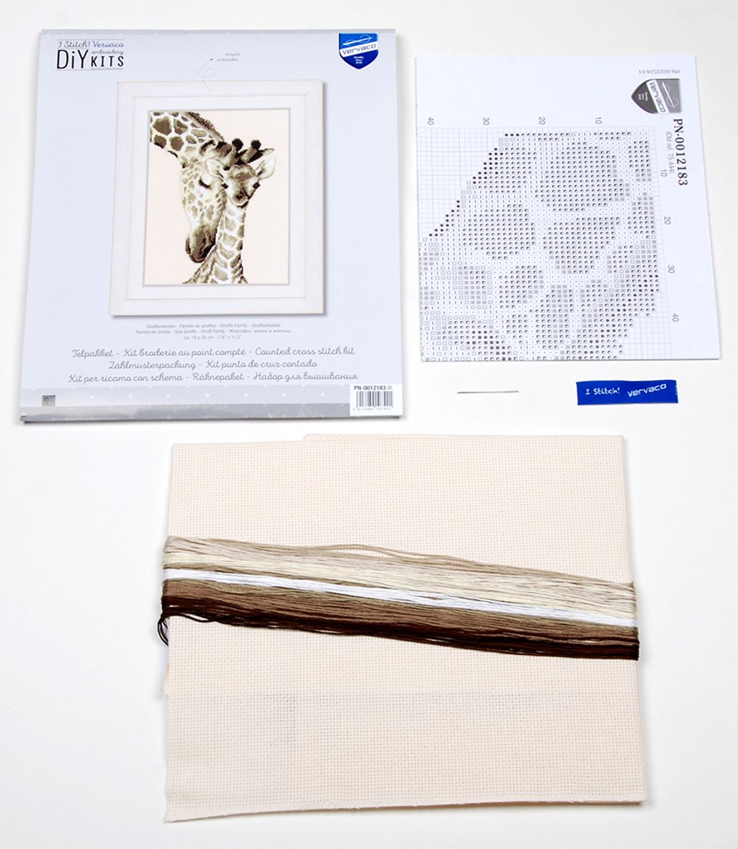 Vervaco Meetpatroon Giraffe Aida kruissteekverpakking, wit, 18 x 70 x 0