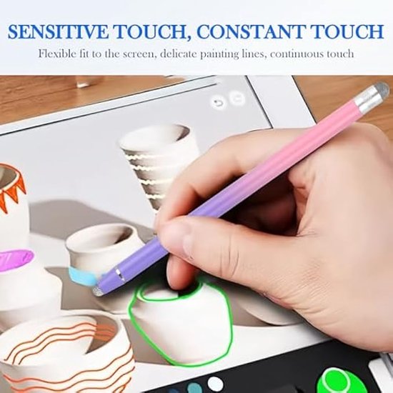 Universele tablet-stylus Geschikt voor touchscreen, 4 stylussen, 2-in-1 capacitieve touch-stylus, touchpen compatibel met Android/iOS-smartphones, tablets van Merkloos — afbeelding 2