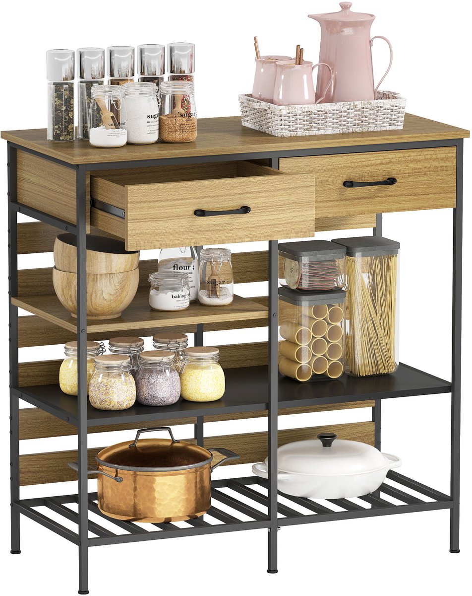 HOMCOM Buffetkast - Spaanplaat - 90x40x91cm - Natuurlijk hout