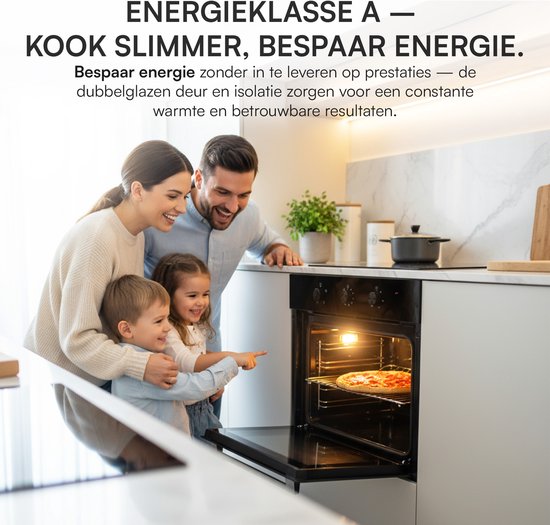 Wiggo WO-BFA610(B) – Inbouwoven – 73 l – Zwart – Energieklasse A