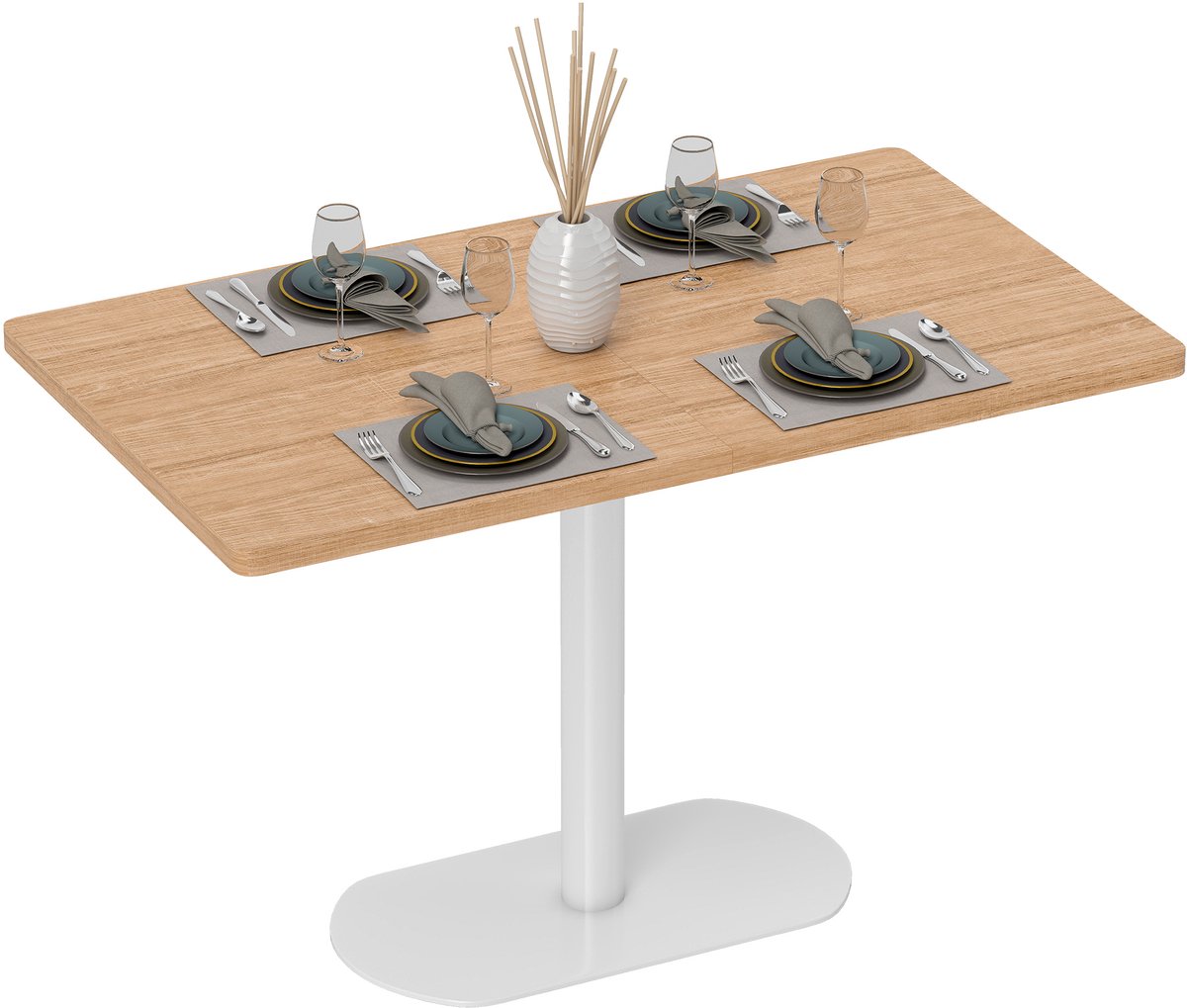 HOMCOM Eettafel - Spaanplaat, Metaal - 120x70x75cm - Eiken