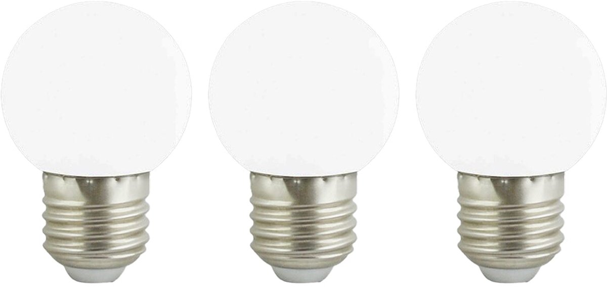 VITO LED Lamp G45 E27 - 2W (replaces 15W) - 120lm - 6400K Cool White - 180-240V - Flicker-free - Energy efficient - 3 pieces