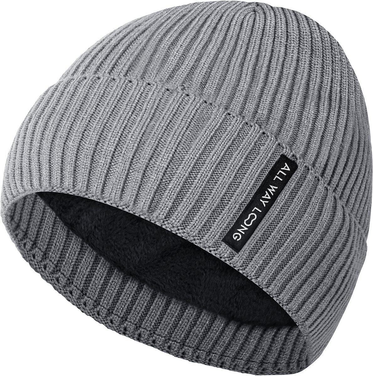 Beanie voor Dames en Heren - Muts - Wintermuts met Warme & Zachte Binnenvoering - One Size - Grijs
