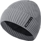 Beanie voor Dames en Heren - Muts - Wintermuts met Warme & Zachte Binnenvoering - One Size - Grijs