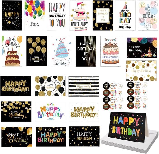 Verjaardagskaarten Set Met Enveloppen 24 Stuks Wenskaarten Bol verjaardagskaarten-set-met-enveloppen-24-stuks-wenskaarten-bol