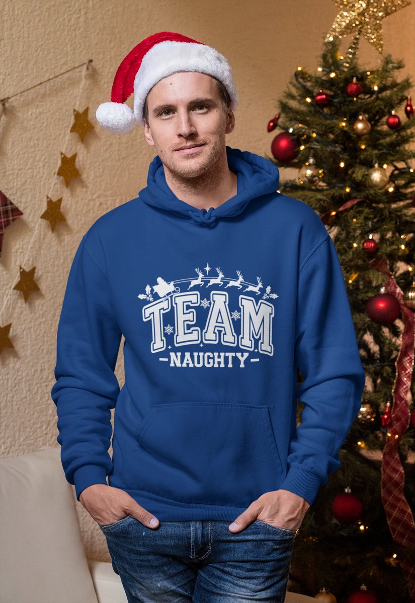 Team Naughty - Kersttrui - Kerst Trui Navy - Grappig Kersttrui - Maat M - Limited Edition