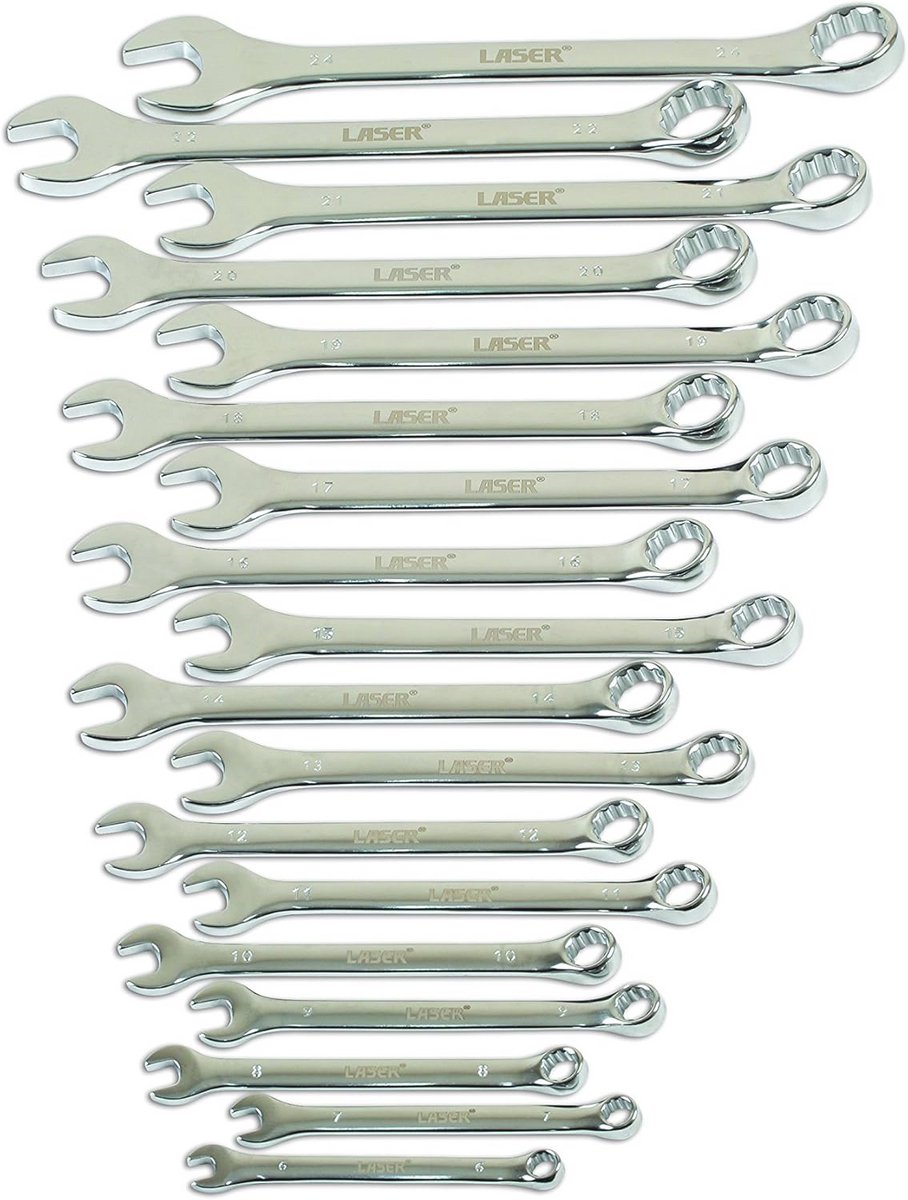 Combinatie Spanner Set 18pc - Hoogwaardige Mechanica Gereedschappen in Zilver