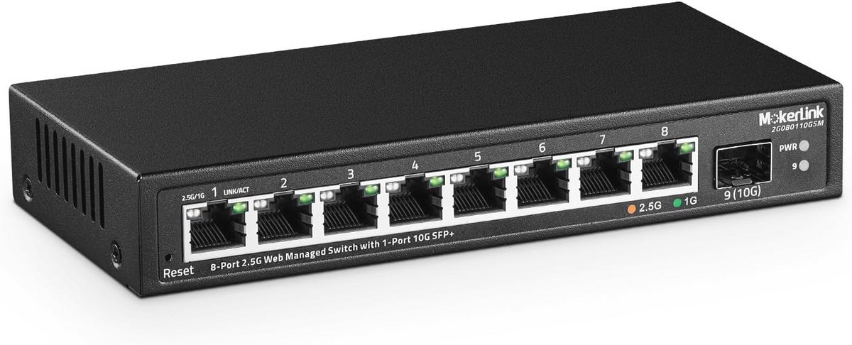 8-poorts 2.5 Gigabit Managed Switch met 10G SFP+ slot - metalen webbeheerde netwerkswitch zonder ventilator