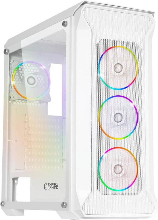 KEDIERS PC Case - ATX Tower Tempered Glass Case with 9 ARGB Fans, C590, White (C590) (C650 KEDIERS PC Case - ATX Tower Tempered Glass Case with 9 ARGB Fans, C590, White (C590) (C650