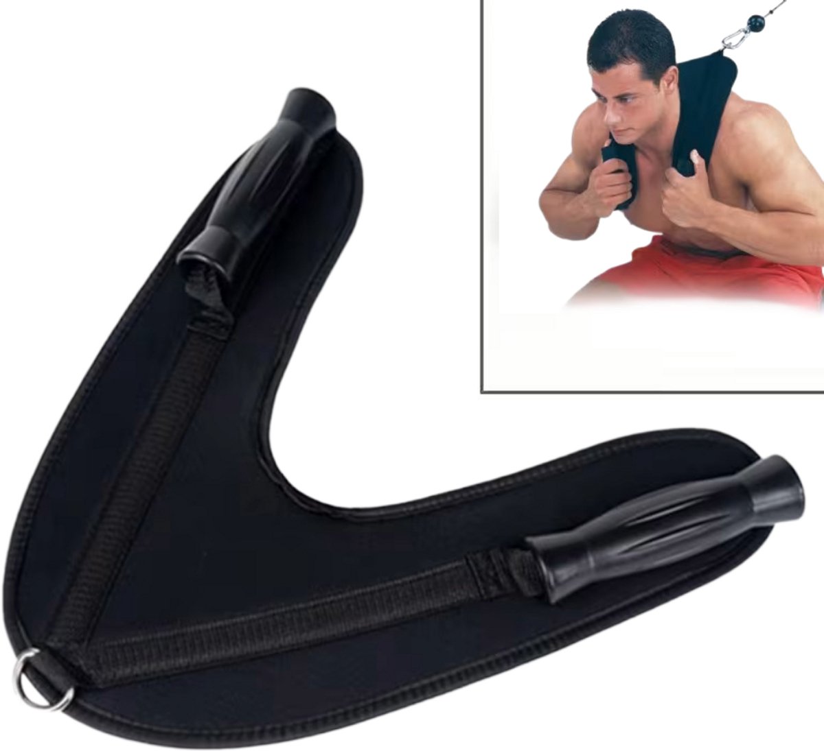 MAINIUS Ab Harness – Comfortabele Kabel Ab Strap met Handgrepen – Nek & Schouder Beschermend – Voor Buikspieren, Core & Rugtraining