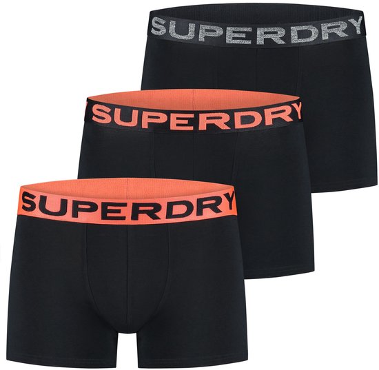 Superdry BOXER TRIPLE PACK Heren Onderbroek - Black/Orange