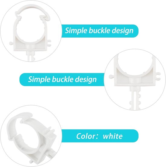 20 stks Witte Klemmen PVC Pijpklemmen Met Pin,25mm PPR Pijpklemmen Pijpklemmen Buis Clips Enkele Scharnier Pijpklemmen — afbeelding 3