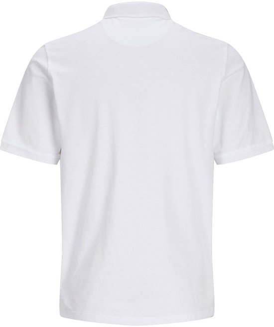 Wit poloshirt, achterkant, korte mouwen.