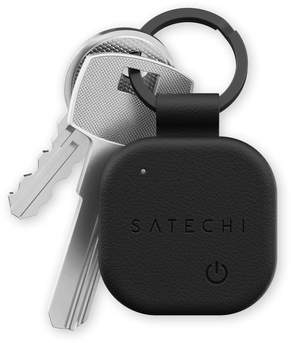 Satechi FindAll Vegan-Lederen Sleutelhanger met FindMy – Ingebouwde Find My Technologie – Geavanceerde Bluetooth 5.4 LE Tracking – Waarschuwt bij Vergeten Essentiële Zaken - Zwart