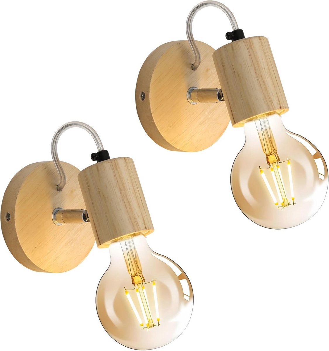 Industriële Wandlamp 2 Stuks Houten Wandlamp voor Woonkamer Slaapkamer Kantoor Keuken Eetkamer Bar Badkamer