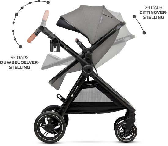 Kinderkraft ESME PRO 3-in-1 Kinderwagen - Beigekleurige multifunctionele combi met reiswieg, wandelwagen en autostoel - Grijs van Merkloos — afbeelding 4