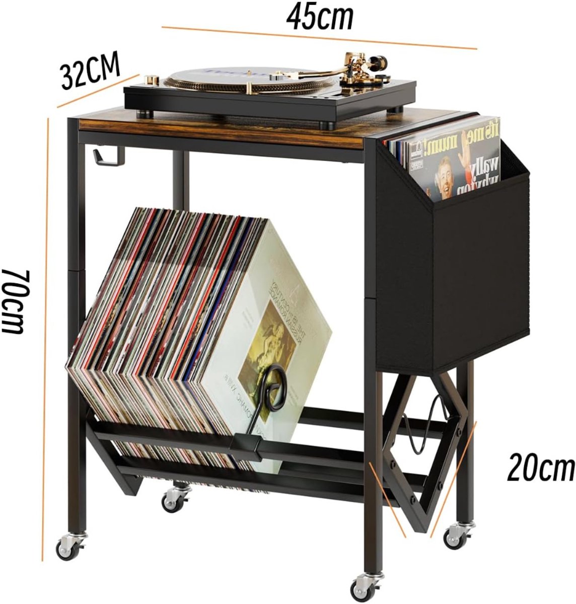 MMP® Platenspeler Kast - Platenspeler Meubel - Ip Kast - 32x45x72cm - Bruin