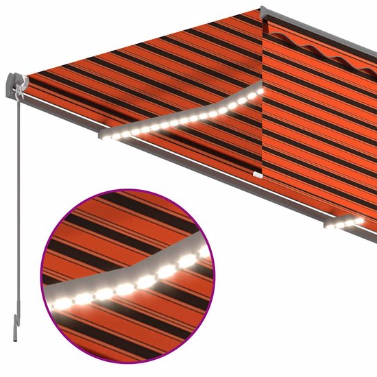 vidaXL Auvent Rideau extensible manuellement LED 3 x 2,5 m Orange Marron