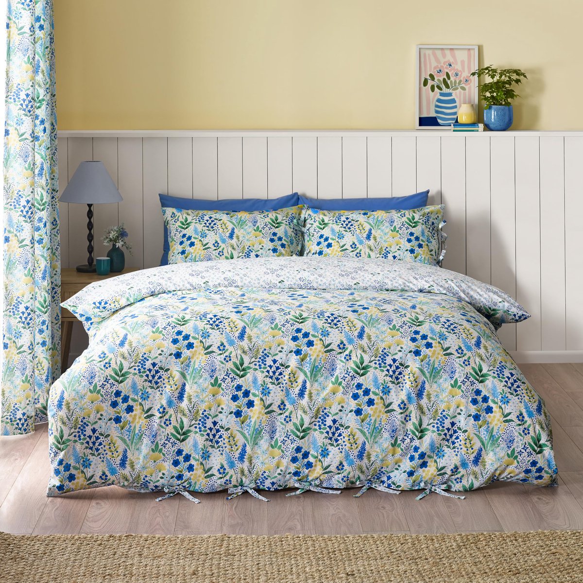 Unyqoos Elegante tweezijdige bloemen beddengoedset voor eenpersoonsbed in blauw