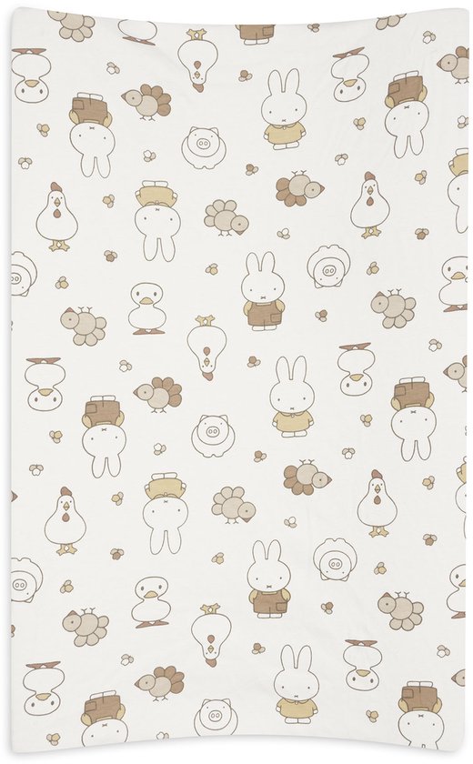 Jollein Aankleedkussenhoes - 50x70 cm - Cloudy Rib - Miffy Family Farm — afbeelding 3