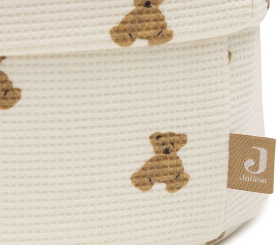Jollein Commode Mandje - Mini Teddy Bear - Little Waffle - Ø19 cm — afbeelding 2