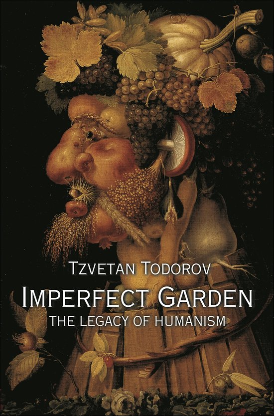 Couverture de livre : "Imperfect Garden - The Legacy of Humanism" avec un portrait de fruits et légumes.