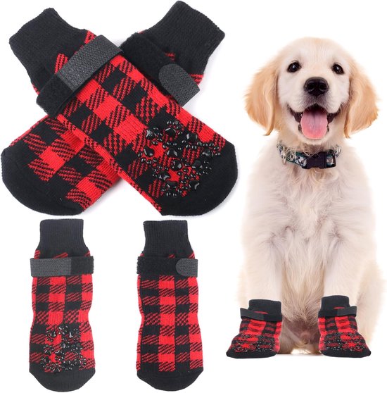 EXPAWLORER Anti-slip hondensokken voor hardhouten vloeren binnen - dubbelzijdige handgrepen tractiecontrole outdoor pootbeschermer voor warm weer, stop likken sokken voor puppy kleine middelgrote