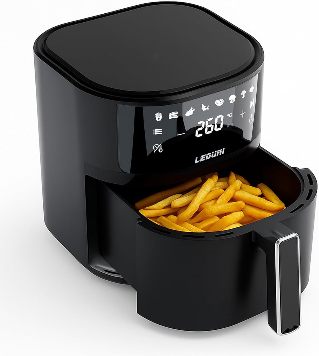 Airfryer 6L – 1700W Luchtfriteuse met Touchpaneel – Instelbare Temperatuur 80-200°C – Energiezuinig tot 70% – Zwart