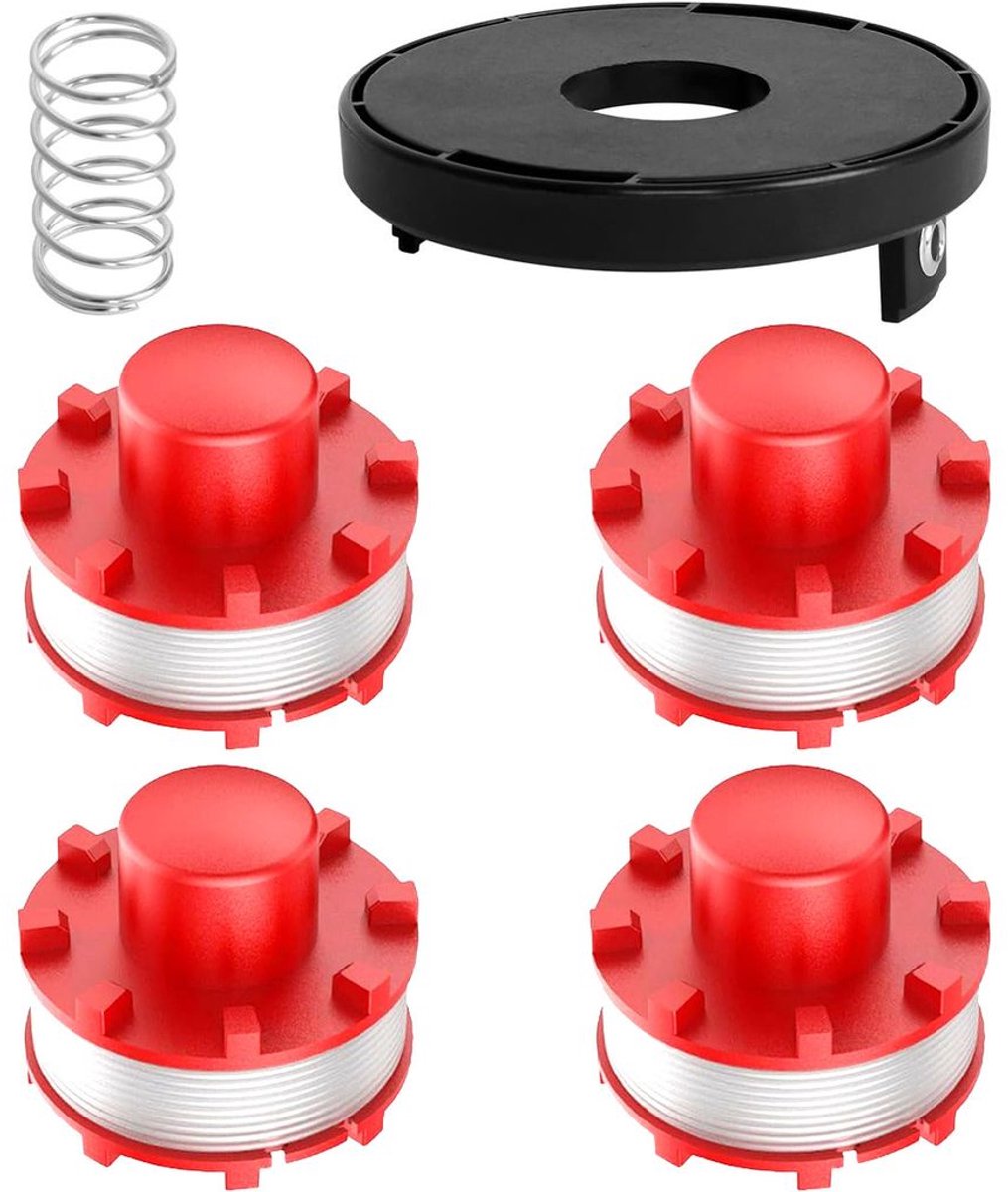 Spoelen Geschikt voor Einhell grasmaaiers, 8 spoelen, 2 doppen en 2 veren.