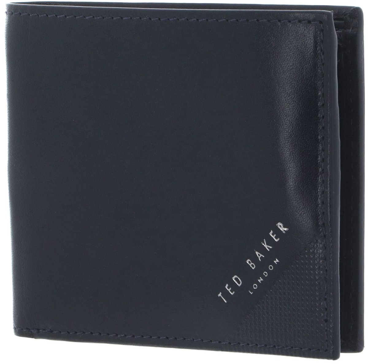 Ted Baker Leren portemonnee Prugs Embossed Corner Leather Bifold Coin Wallet Navy donkerblauw